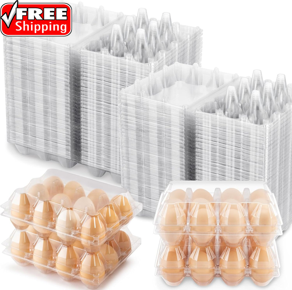 100 Packs Egg Cartons Cheap Bulk，Plastic for 12 Eggs, Clear Egg Cartons 3 * 4 Gr