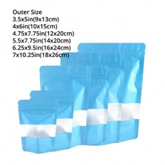 Multi-Size Foil Mylar Matte Blue Stand Up Zip Lock Bag w/ Rectangle Window B04