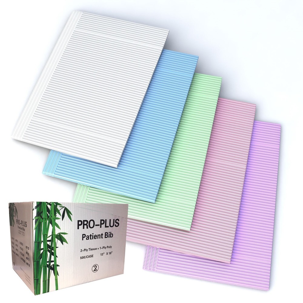 500 13″x18″ Dental Disposable Blue Bibs for Tattoo, Nail, Paper towel