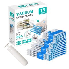 15 Pack Vacuum Seal Bags for Clothing &Travel, Space Saver Vacuum Storage Bags f