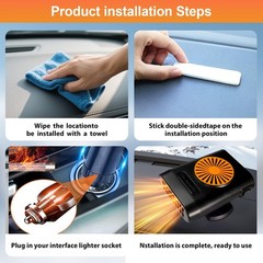 Car Heater 12V 200W 2 in1 Heater and Cooling Fan Defroster Orange&Black