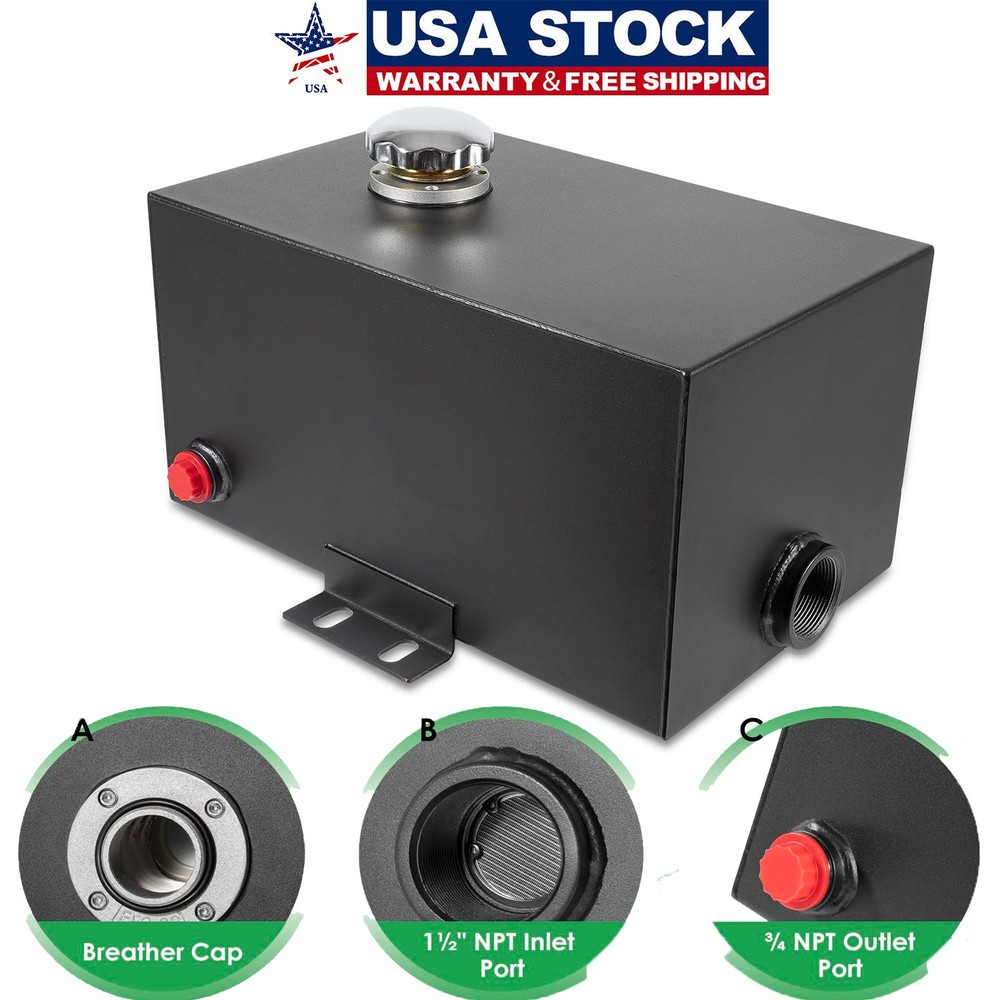 5 Gallon Hydraulic Fluid Reservoir Tank with Outlet 0.75″ FNP & Inlet 1.5″ FNPT