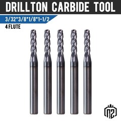 5 PCS 3/32″ 4 Flute 1-1/2″ Overall Ball Nose Carbide End Mill AlTiN Coated