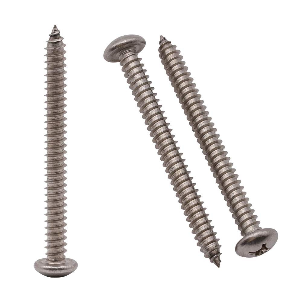 10 x 2-1/2 40 Pack Stainless Steel Phillips Pan Head Wood Screws, Stainless