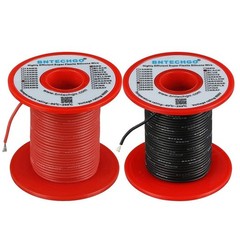 24 Gauge Silicone Wire Spool 100ft Red & Black, Flexible Tinned Copper Stranded