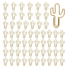 60Pcs Paper Clip, Cactus Shape Paper Clip Small Cute Bookmarks, Gold