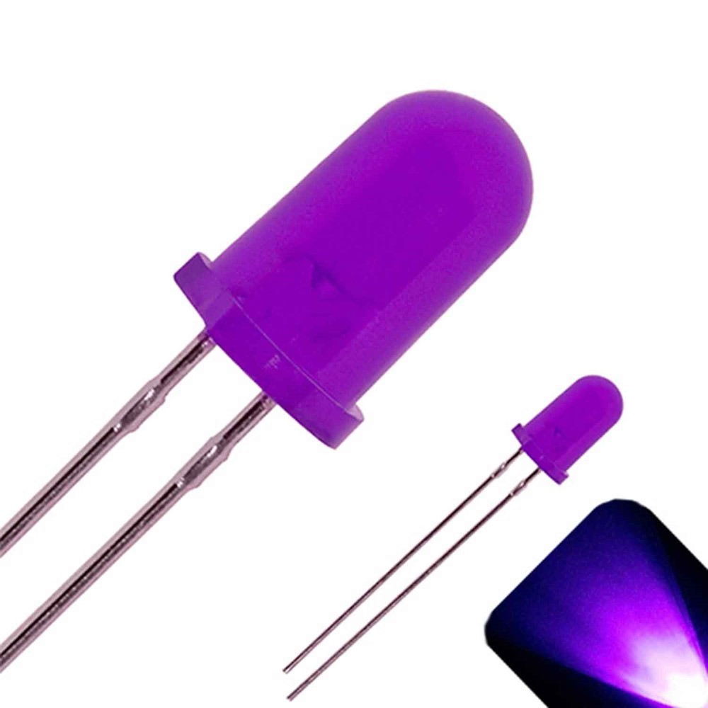 100 x LED 5mm UV / Purple Diffused Ultra Bright Round Top LEDs Light Lamp RC Car