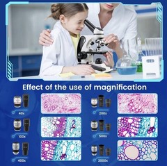 Sedumic Microscope for Adults Kids 7.2*4.3*11.7inch, black and white