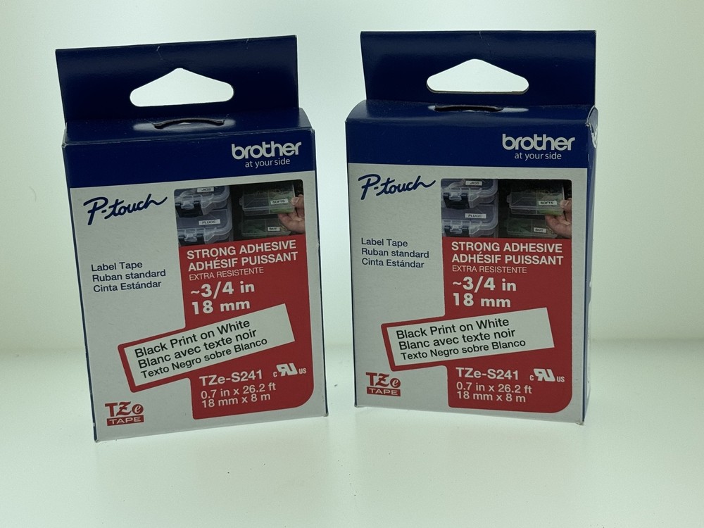 2 Genuine Brother TZe-S241 P-Touch Strong Adhesive Label Tape OEM 3/4″ 18MM