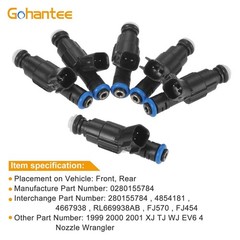 Fuel Injectors 4 Holes 0280155784 for Jeep Dodge 4.0L 5.2L 1999-2004