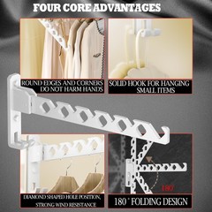Wall Mount Coat Hanger Holder White Clothes Drying Organizer Rack Garment Hoo…