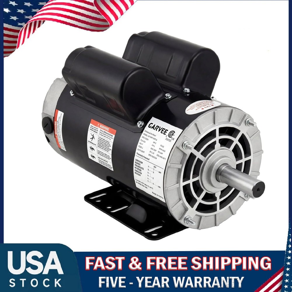 3HP SPL Air Compressor Electric Motor 230V 3450RPM 56 Frame Dual CW/CCW Rotation