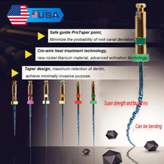 6pcs SANDENT Dent Endodontic NITI Rotary Files 25mm Root Canal Files Assorted