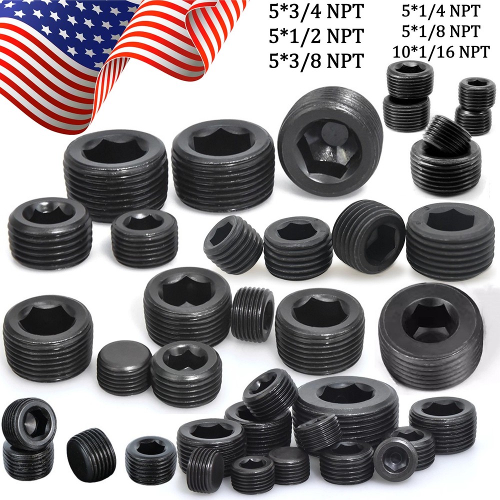 NPT HEX PLUGS PIPE PLUG MALE THREAD STEEL FITTINGS 1/16″1/8″ 1/4″ 3/8″ 1/2″ 3/4″