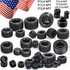 NPT HEX PLUGS PIPE PLUG MALE THREAD STEEL FITTINGS 1/16″1/8″ 1/4″ 3/8″ 1/2″ 3/4″