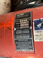 CM Lodestar Model L 1-Ton Electric Chain Hoist W/ Trolley 480v 16fpm