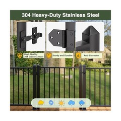 Deck Railing Gate Stainless Steel Black Textured Powder-Coat Finish Deck Gate…