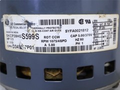 GE 5KCP39HGS599S Furnace Blower Motor 1/3HP 1075RPM 4SPD 1PH 115V D341417P01