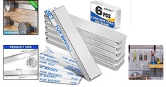 6 Neodymium Magnets – 18 lbs Pull Force with Adhesive for Crafting