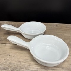 Revol France White Porcelain Single Handle Ramekins Set of 2 Individual Dishes