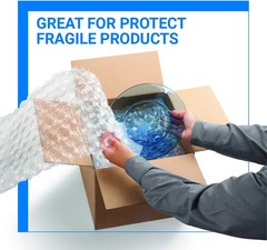 Pacific Mailer Bubble Cushioning Wrap Rolls, 3/16″ x 12″ x 15′ ft Total, Perfora