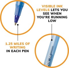 10-Count Pack BIC Round Stic Xtra Life Blue Ballpoint Pens, Medium Point (1.0mm)
