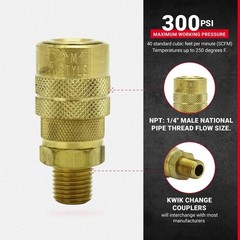 Milton (S-716) 1/4″ Male NPT M Style (Industrial) 1 Count (Pack of 1), Gold