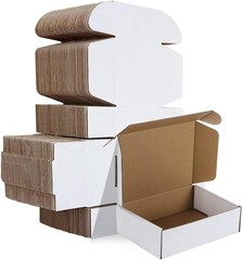 7x5x2 Small Shipping Boxes Set of 50, White Corrugated Cardboard Box Literatu…