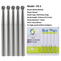 Wave Dental Carbide Burs Round for High Speed Handpiece FG 1/4 1/2 2 4 6 8 Prima