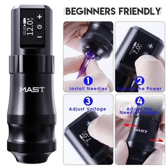 Mast Mini Tattoo Pen Kit – Cordless Corded Tattoo Gun Machine with 2 Batteries