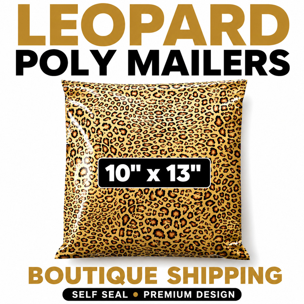 Leopard Poly Mailers 10×13 Designer Shipping Bags Self Seal Cute