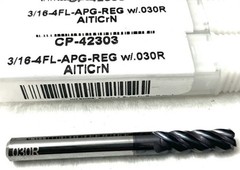 Carbide Plus 3/16 4FL Corner Radius End Mill .03R Solid Carbide AlTiCrN 5/8″ LOC