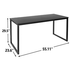Computer Desk 55″ Large Laptop PC Study Writing Table Simple Office Desk Black