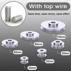 Aluminium V-Groove Pulley OD 20mm-100mm With Fixed Screw for 5mm/6mm Width Belt