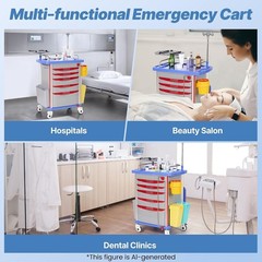 Medical Crash Cart with Emergency Accessory, Emergency Cart for Hospitals Clinic
