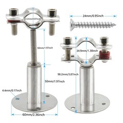 2 Pcs Stainless Steel Wall Mount Ceiling Mount Pipe Support, Adjustable Ceili…