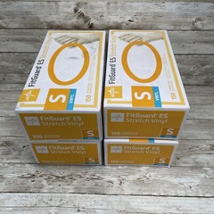 4 *DENTED* Boxes MEDLINE FITGUARD ES Stretch Vinyl Exam Gloves Size: Small 600ct