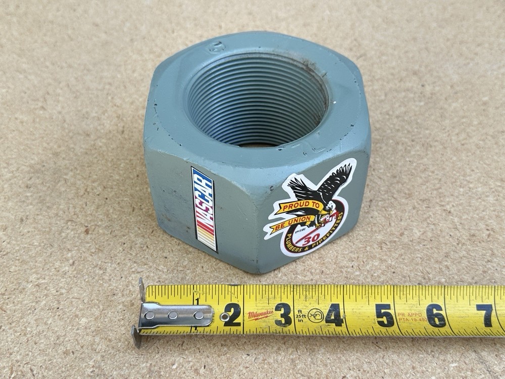 Massive Industrial Hex Nut 4 1/2” x 3” Door Stop Large Giant Crane 9 Pounds