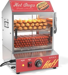 ROVSUN 500W Commercial Hot Dog Steamer 2 Tier Electric Bun Warmer W/Slide Doors