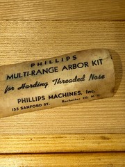 Vintage Phillips Multi Range Arbor Kit Harding Threaded Nose Lathe Spindle