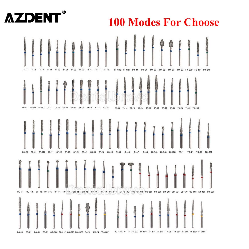 AZDENT Dental FG Diamond Burs For High Speed Handpiece Friction Grip 5Pcs/Pack