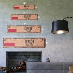 KRAKEW POLAND Vintage Street Sign Pole flag city country road wall rustic gift