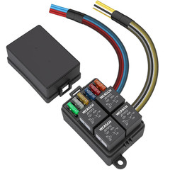 12V 6 Way Pre-Wired Fuse Relay Box Kit with 4 X 40A 4-Pin Relays | 6 Slot