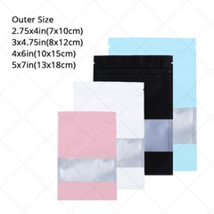 Multi-Color&Size Silver Inside Matte Aluminium Mylar Flat Zip Lock Bag w/Window