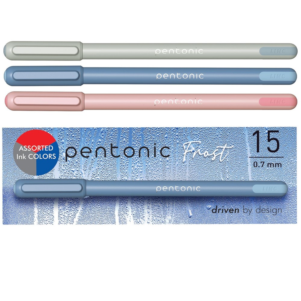 Pentonic 15 Count Multicolor Ballpoint Pens Fine Point 0.7mm Assorted Colors