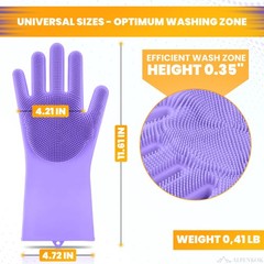 1 Pair Silicone Gloves for Washing Dishes – Tear-Resistant Silicone Dishwashi…