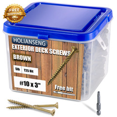 Deck Screws 3 Inch, #10 X 3, 5Lb, Rust Resistant, Brown Epoxy Coated
