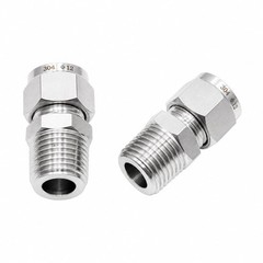 Pysrych 304 Stainless Steel Compression Fitting 1/4″ OD x 1/8″ NPT, Copper