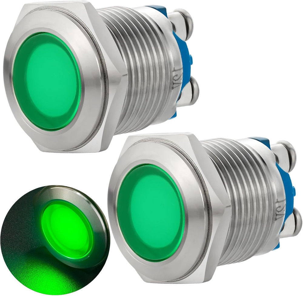 16mm Indicator Light 110V 120V LED Pilot Lamp Waterproof Stainless Steel 304