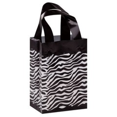 Plastic Bags Zebra Print 100 Retail Gift Frosty Merchandise 5″ x 7″ x 3″ Frosted